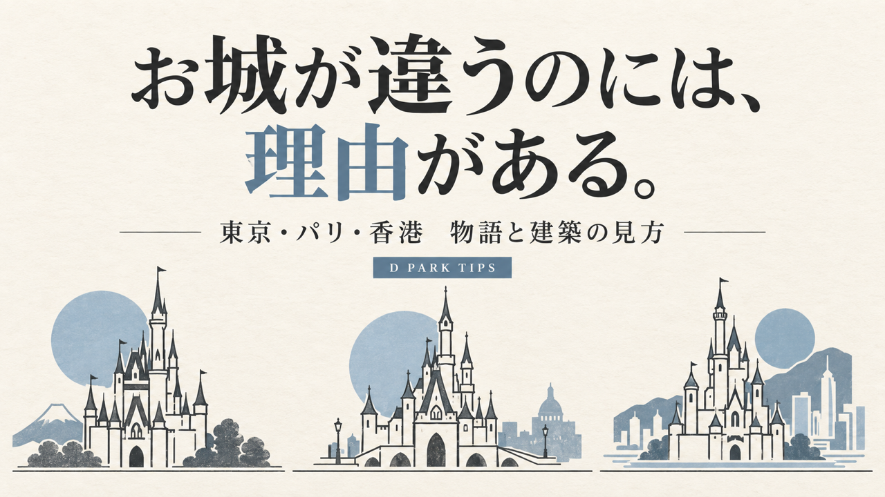 お城が違うのには、理由がある。東京・パリ・香港の物語と建築の見方。AI生成の概念図。